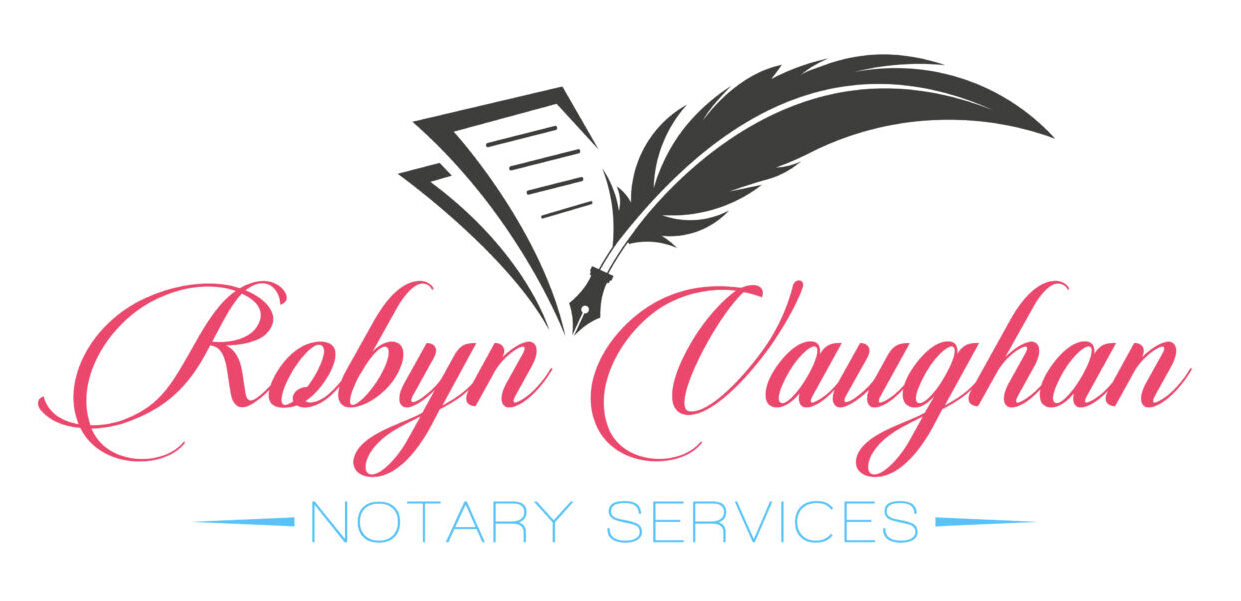 A logo for robyn vaughn notary services