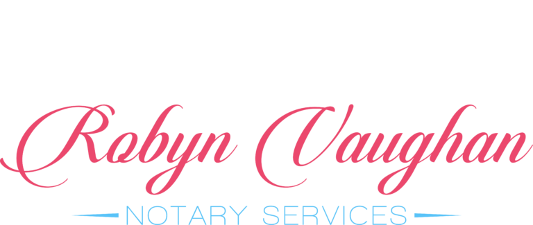 A logo for robyn vays notary services.