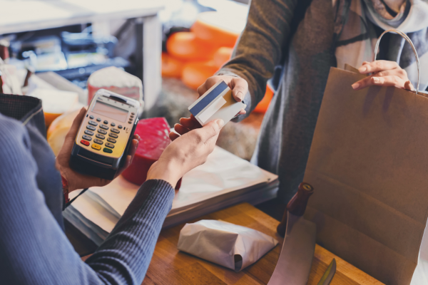 A person paying for something with their phone.