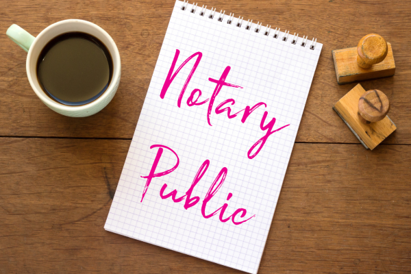 A note that says notary public on it.